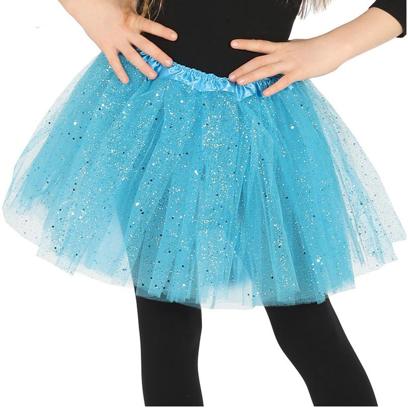 Saia Tutu Infantil Azul com Brilhantes