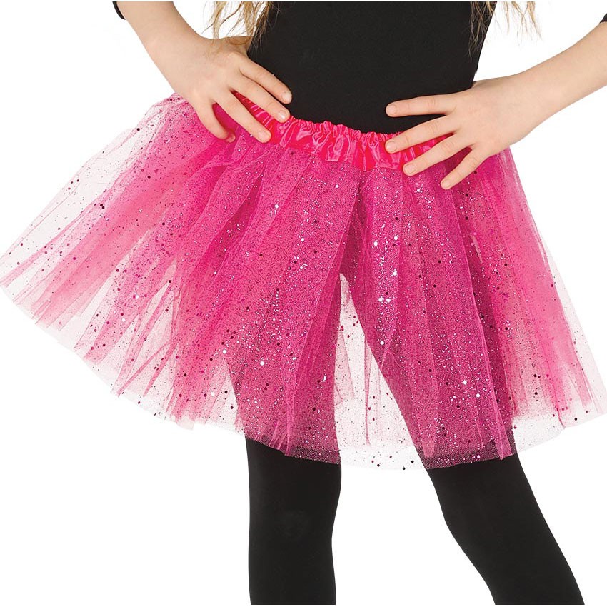 Saia Tutu Infantil Rosa com Brilhantes