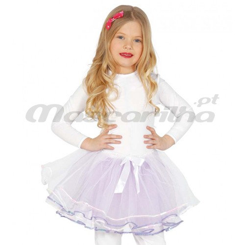 Tutu Branco Lils com lao Infantil