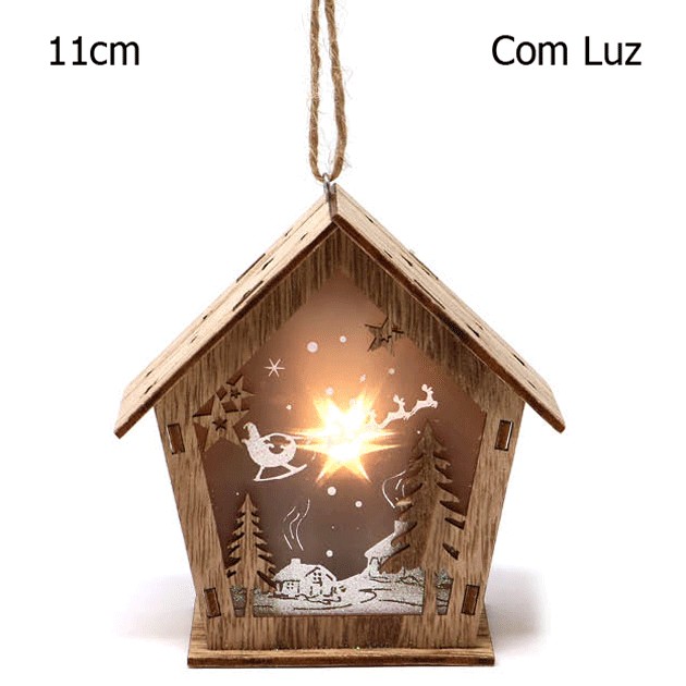 Casinha Rustica Natal com Led 11cm