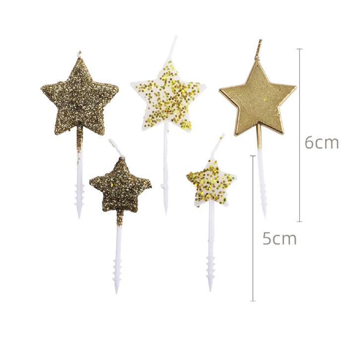 Velas Estrelas Douradas 5 unid