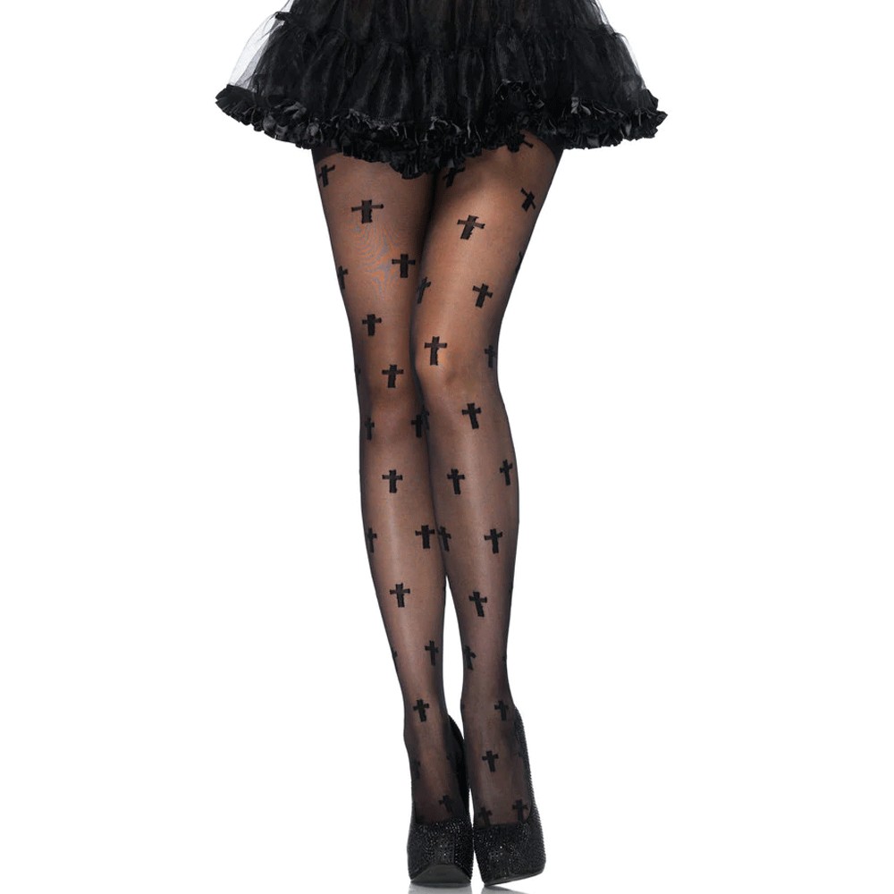 Collants Transparente com Cruzes 