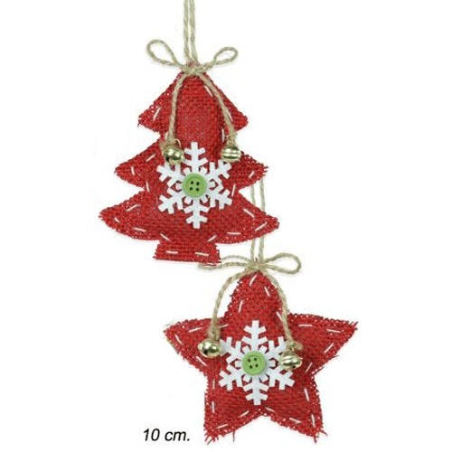 Pendente Natal Tecido Vermelho 10cm