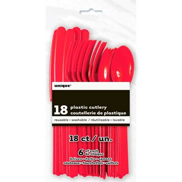 Pack Talheres Reutilizveis Vermelho 18 unid