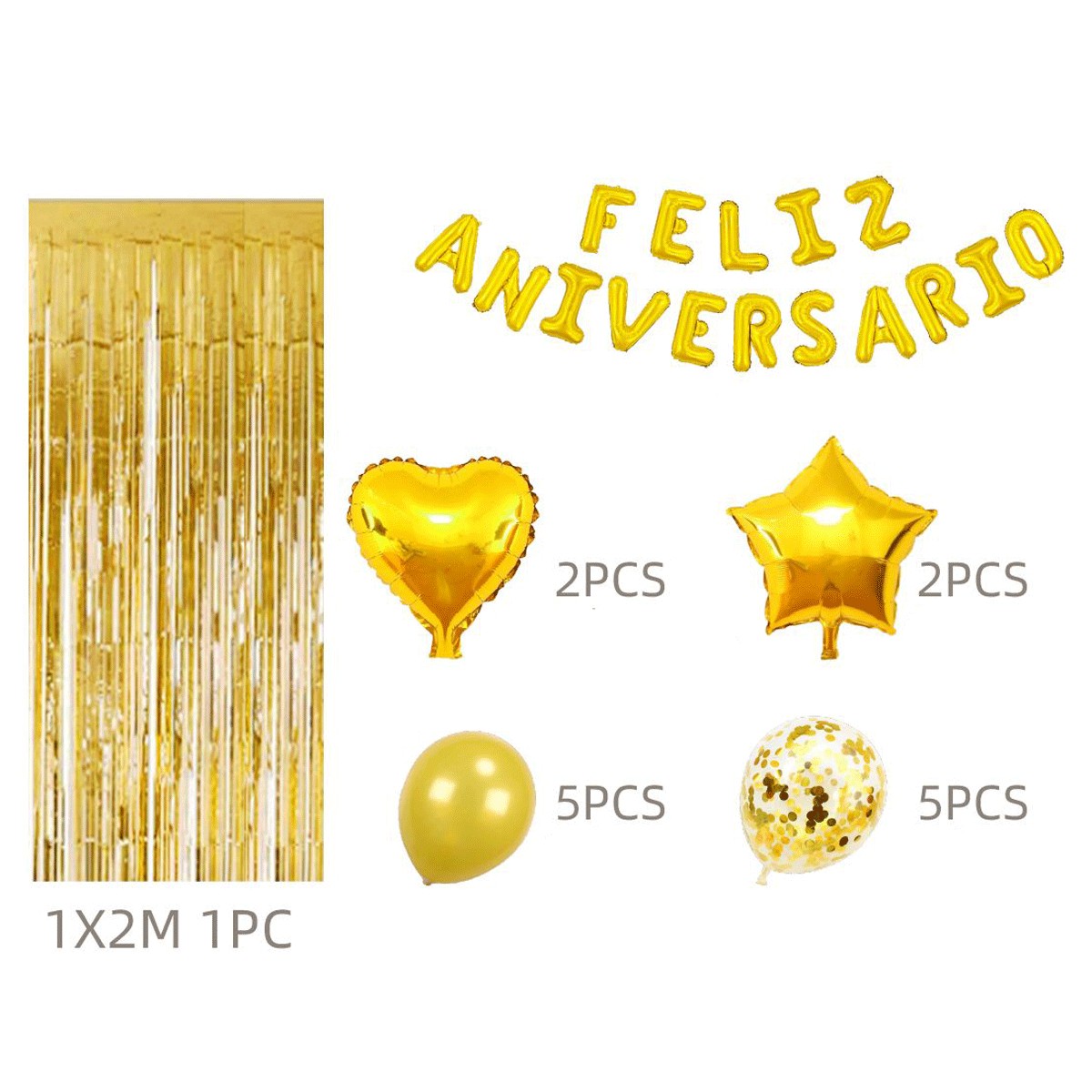 Kit Feliz Aniversrio Dourado