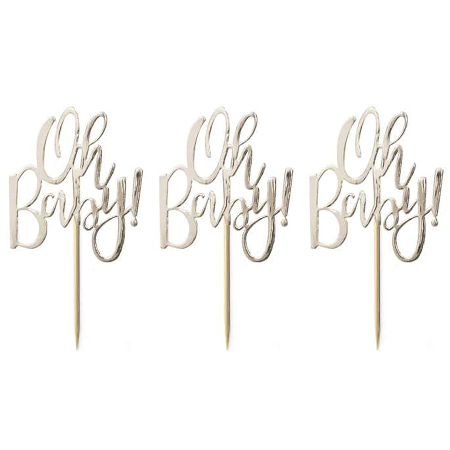 12 Gold Oh Baby Cupcake Toppers