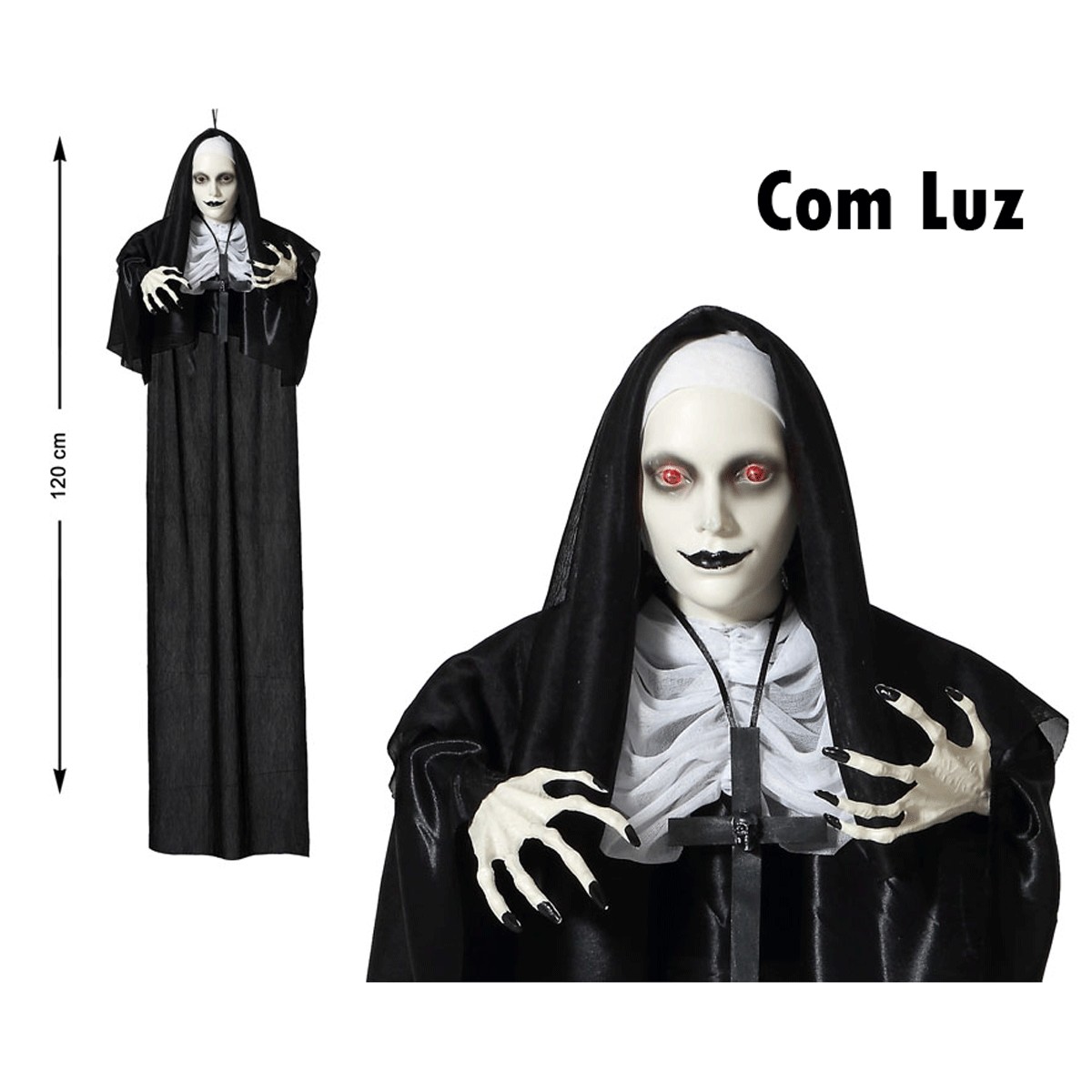 Freira Halloween Com Luz 120cm